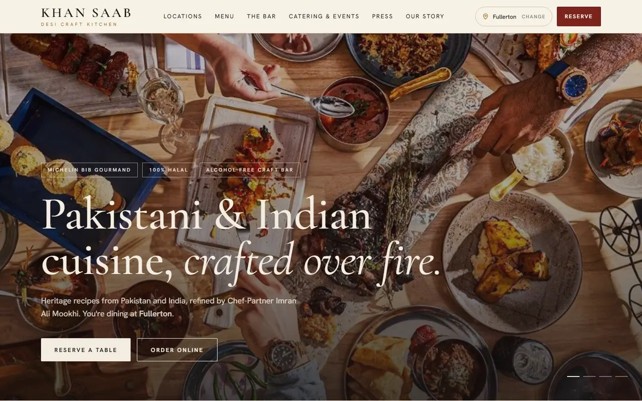 Khan Saab homepage hero after choosing a location, desktop